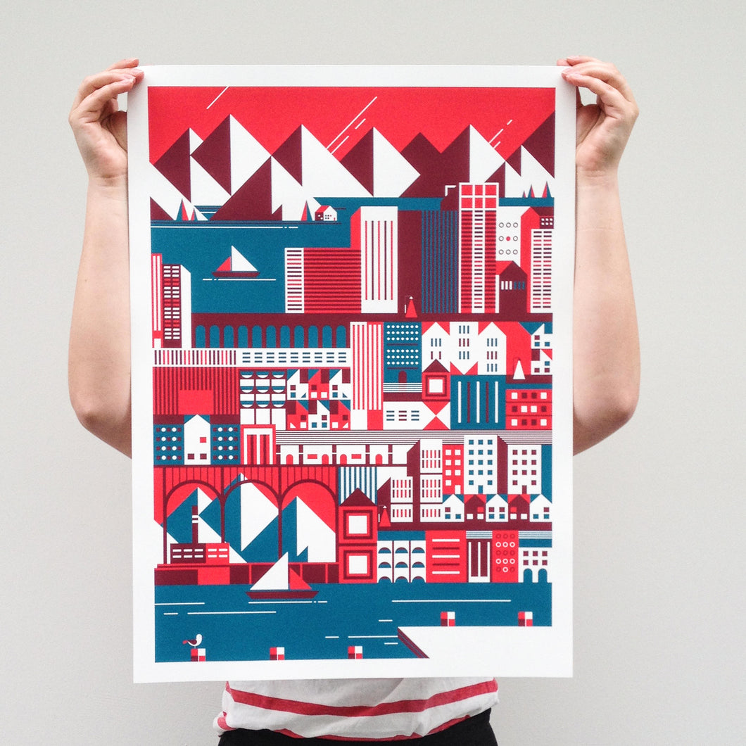 Building cities, print