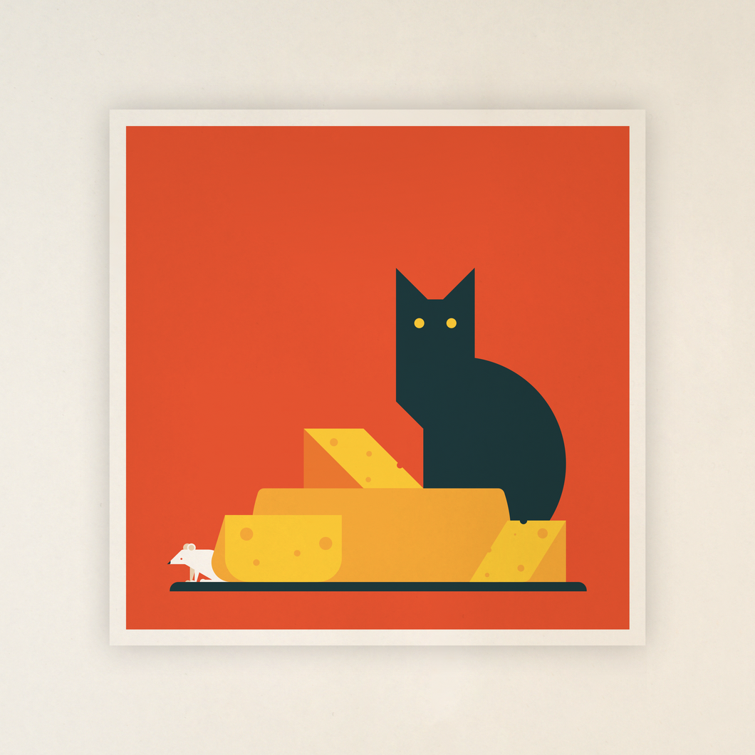 Postcard - Cheese and cat