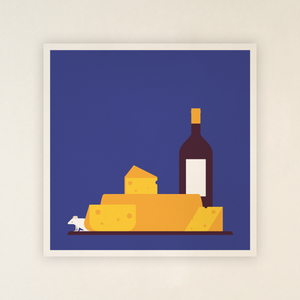 Postcard - Cheese and wine