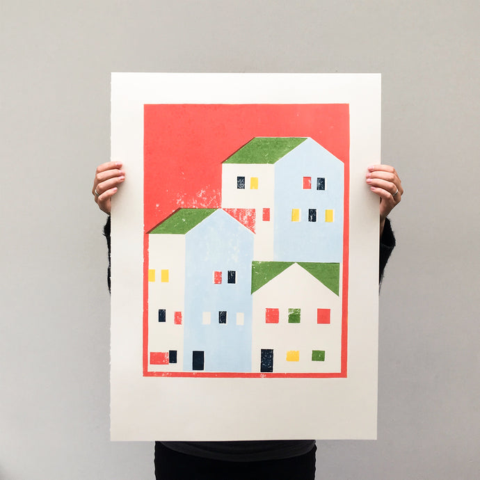 Urban city - print red
